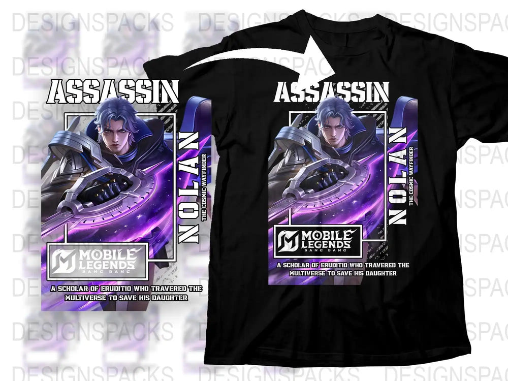 Mobile Legends Notan Assassin Graphic T-Shirt, Men's Gaming Tee, Unique eSports Merch, Gift for Gamers