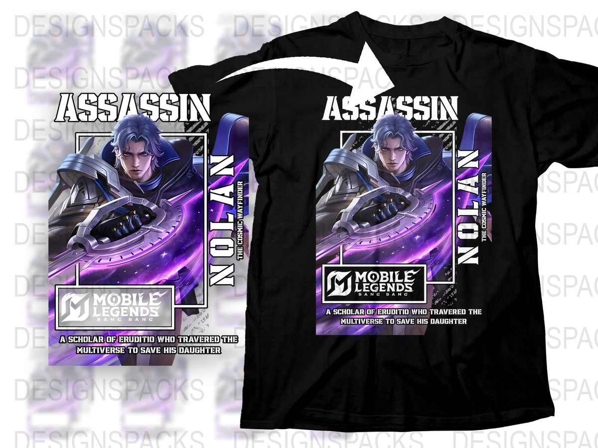 Mobile Legends Notan Assassin Graphic T-Shirt, Men's Gaming Tee, Unique eSports Merch, Gift for Gamers