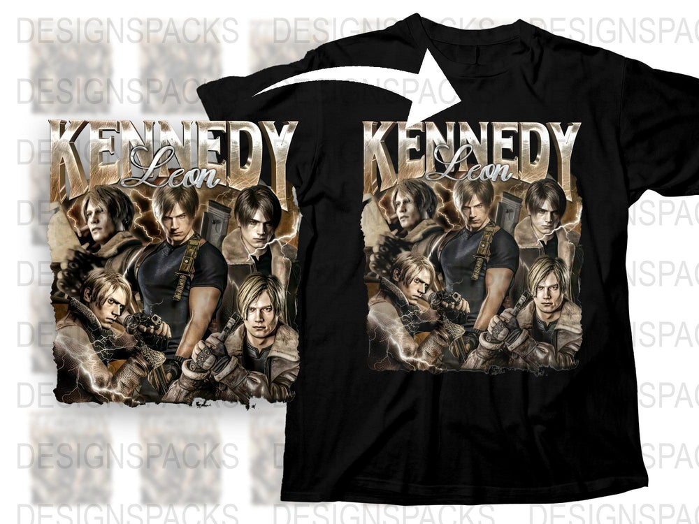 Resident Evil Leon Kennedy Graphic T-Shirt, Vintage Video Game Tee, Fan Art Merchandise
