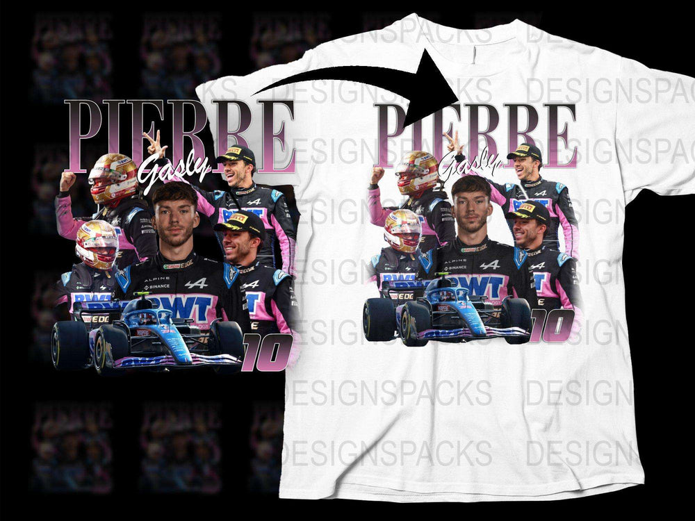 Pierre Gasly Racing Driver Graphic T-Shirt, Formula One Fan Merchandise, Sports Apparel
