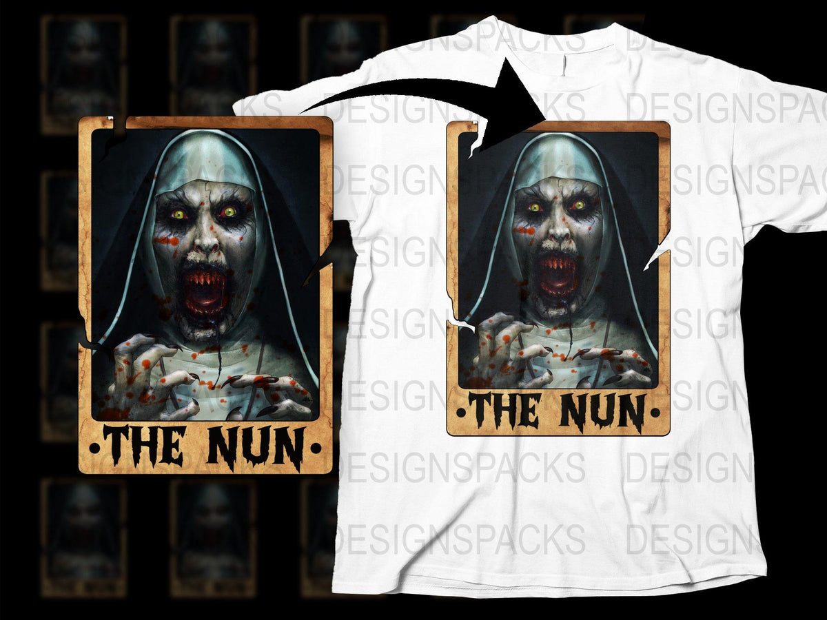 The Nun Horror Movie Graphic T-Shirt, Scary Nun Portrait Tee, Unisex Halloween Shirt, Creepy Nun Design, Gift Idea