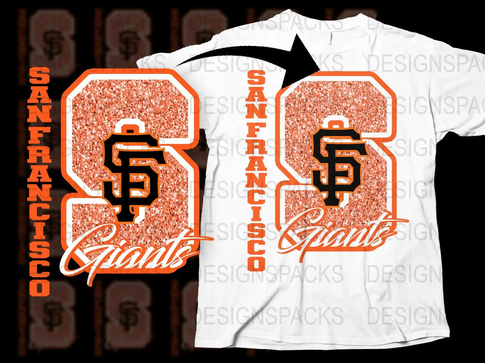 San Francisco Giants glitter logo t-shirt design, print-ready SVG for DTG/DTF, team spirit apparel graphic