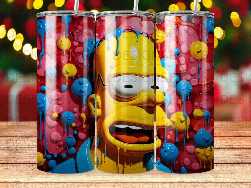 Bart Simpson's face covered in colorful drips and blobs.