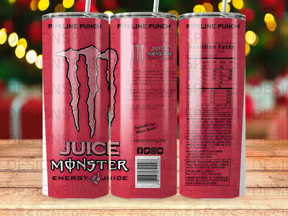 Monster Energy Juice Pipeline Punch can with nutrition facts.