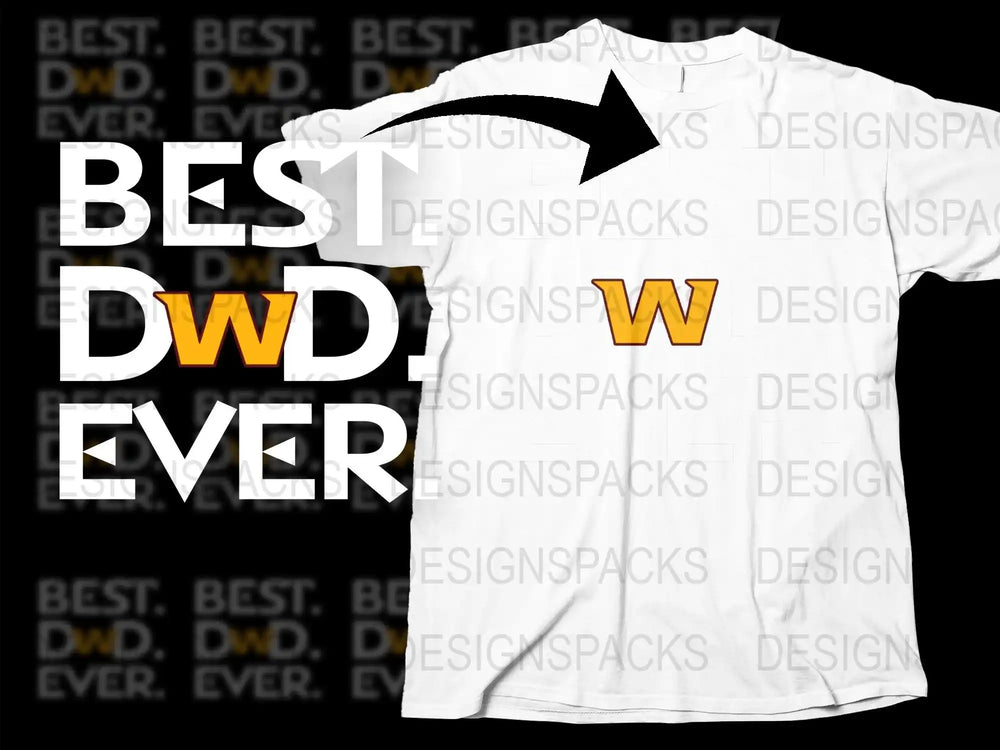 Best DWD Ever t-shirt design with bold white and yellow text, print-ready for DTG or DTF.