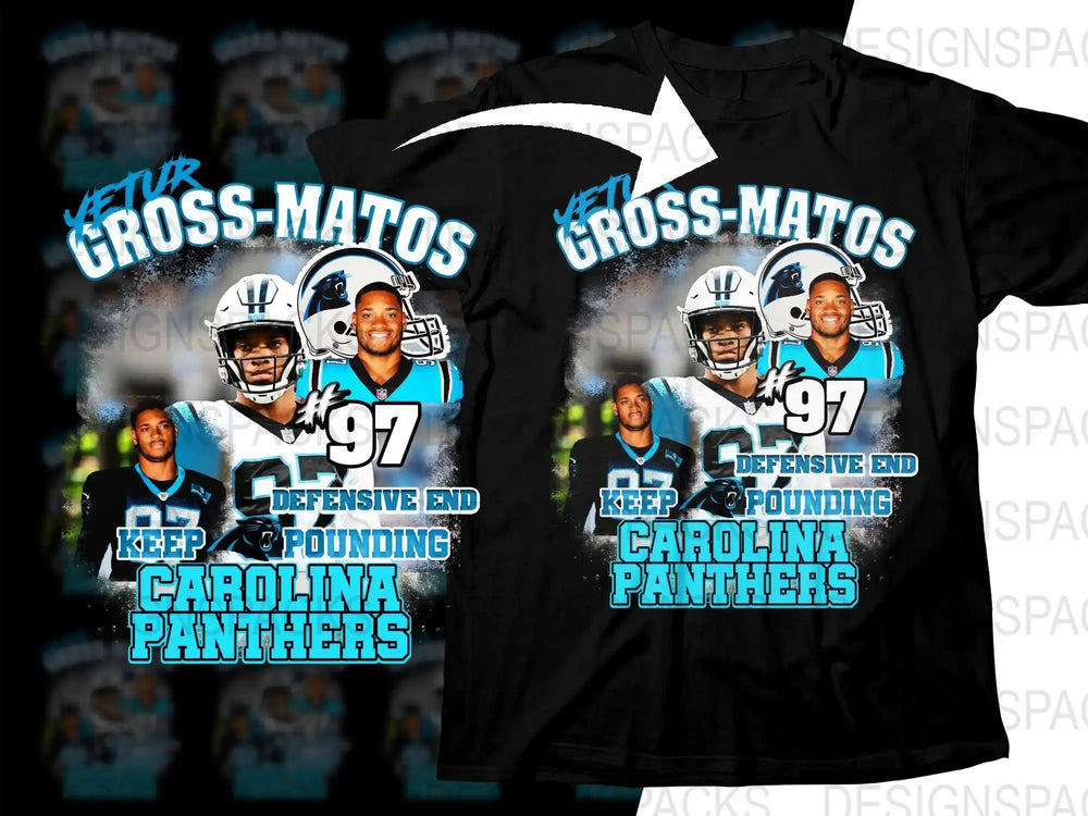 Carolina Panthers #97 Gross-Matos t-shirt design, DTF/DTG print-ready, defensive end fan gear