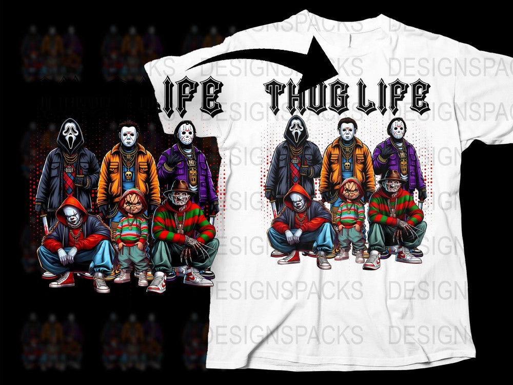 Thug Life T-Shirt, Urban Streetwear Graphic Tee, Colorful Hip Hop Clothing, Men Women Fashion Top