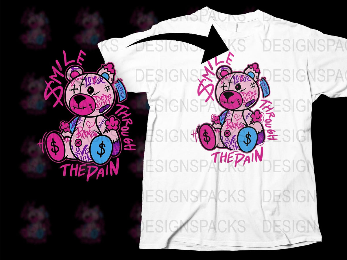 Funky Graffiti Bear T-Shirt, Urban Streetwear, Hip Hop Style Tee, Unisex Fashion Top, Colorful Art Design Shirt