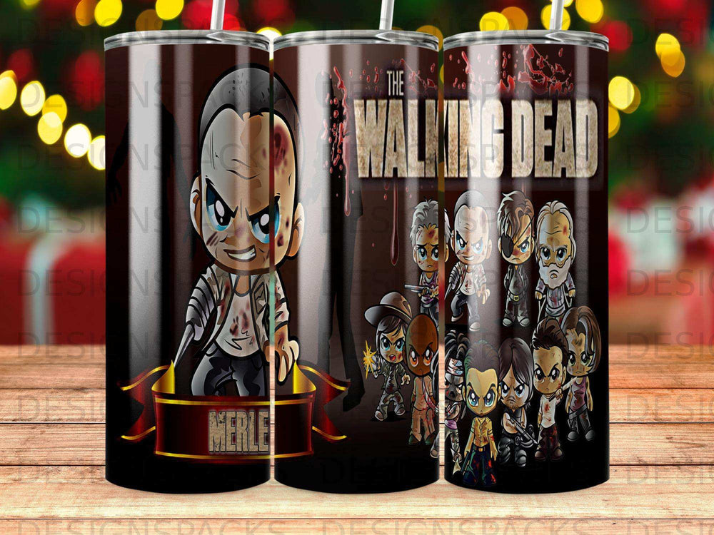 The Walking Dead characters in chibi style, with logo and text "MERLE".
