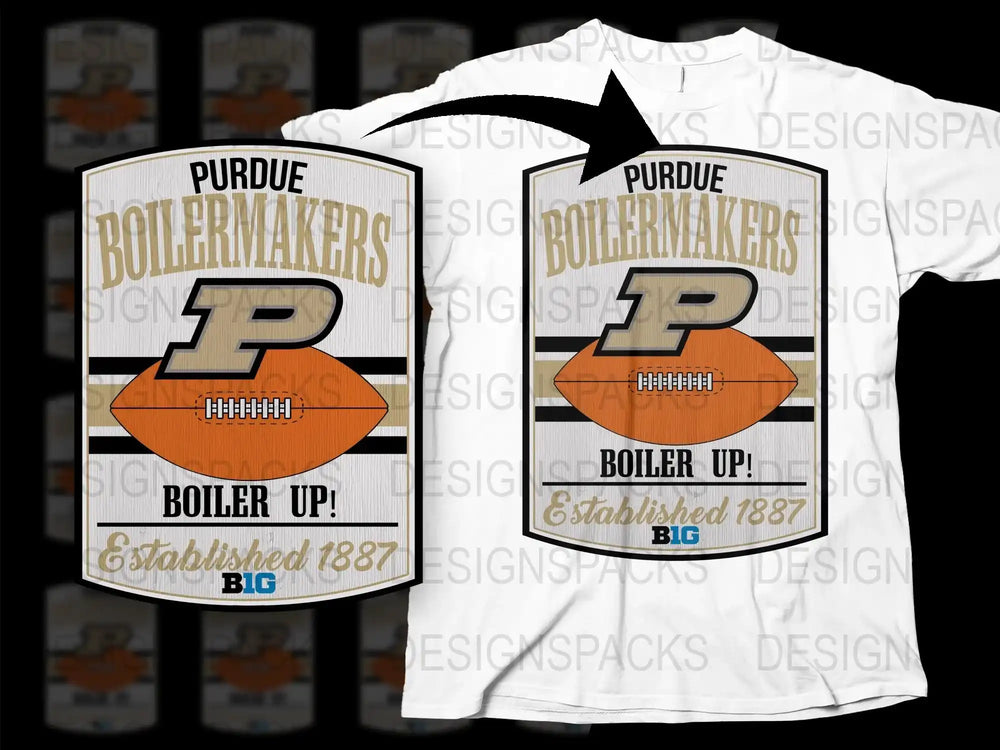 Purdue Boilermakers Football T-Shirt, Vintage Graphic Tee, Established 1887, Collegiate Apparel, Sports Fan Gift, White Cotton Shirt