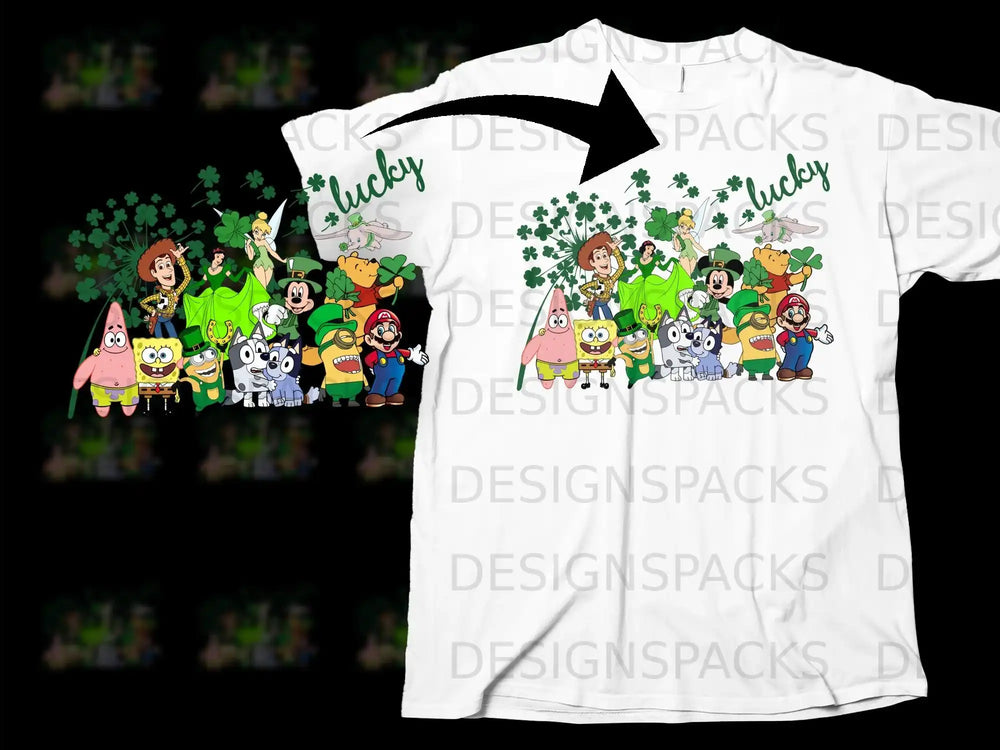 Lucky Cartoon Characters St Patrick Day Shamrocks product type