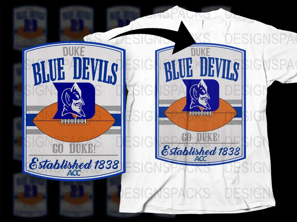 Duke Blue Devils T-Shirt, Vintage College Basketball Tee, Established 1838, ACC Sports Fan Apparel