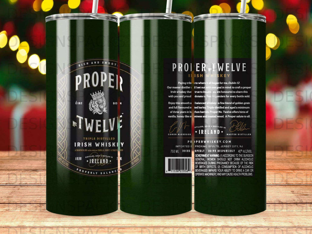 Proper No. Twelve Irish Whiskey bottle with Triple Distilled and EIRE details.