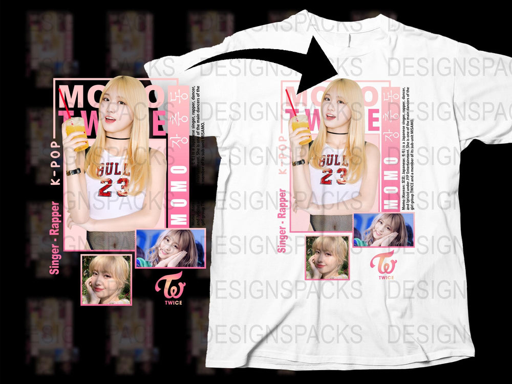 K-Pop Fan T-Shirt, TWICE Band Merch, Momo Graphic Tee, Singer Rapper, Casual Wear