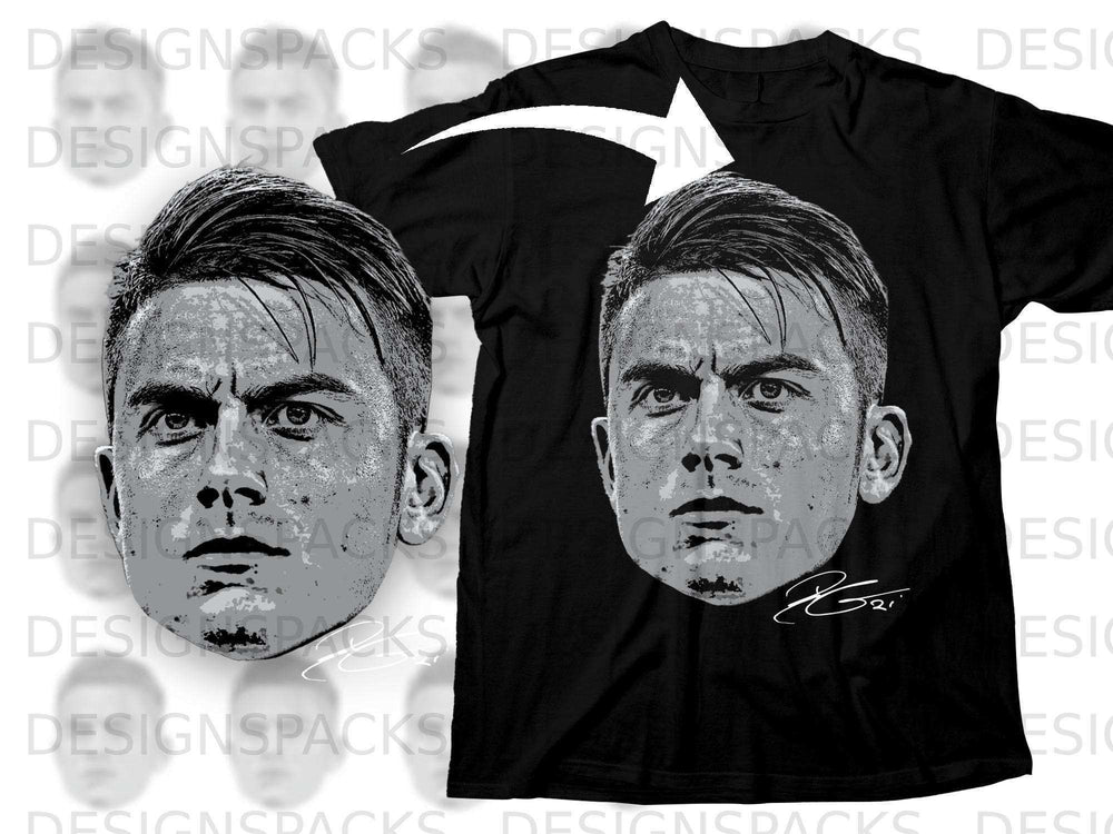 Realistic Monochrome Face Design T-shirt for Fans