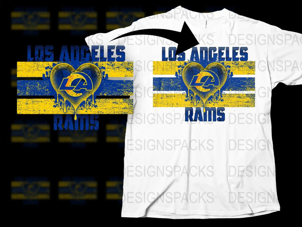Los Angeles Rams T-Shirt Vintage Heart Design Sports Fan Apparel NFL Gear