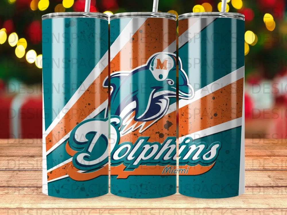 Miami Dolphins Teal Orange Logo Stripe Tumbler product type
