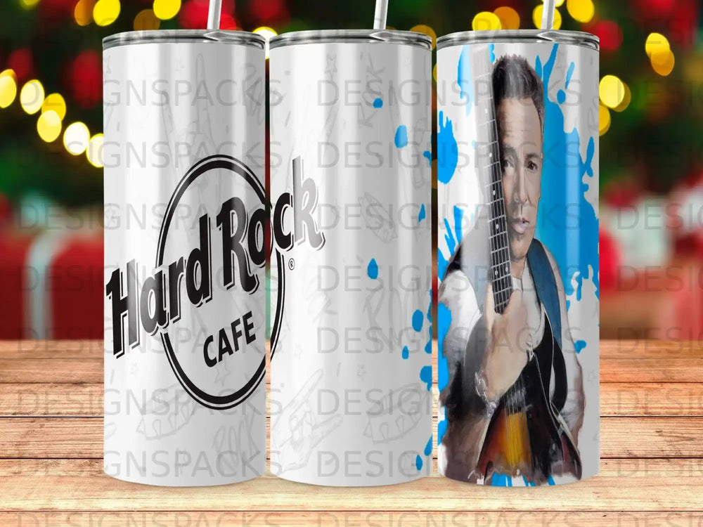 Hard Rock Cafe logo with a stylized portrait of a guitarist.