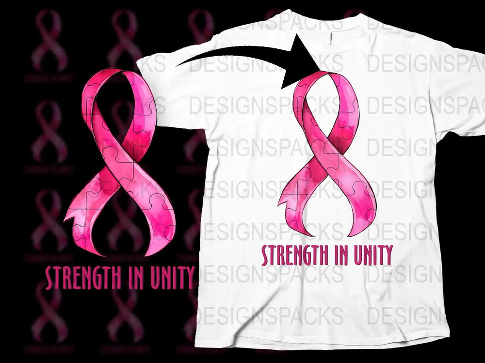 Breast Cancer Awareness T-Shirt, Pink Ribbon Graphic, Strength in Unity, Support Tee