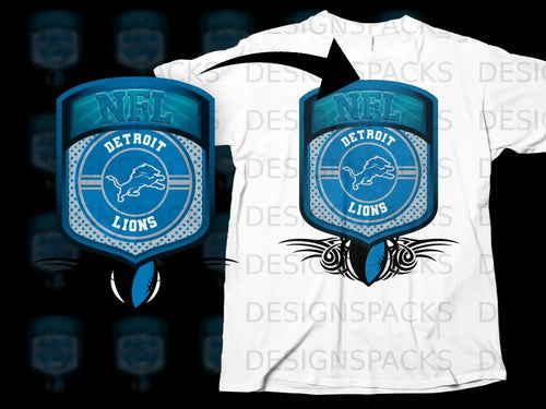 Detroit Lions NFL Logo Graphic Design T-Shirt