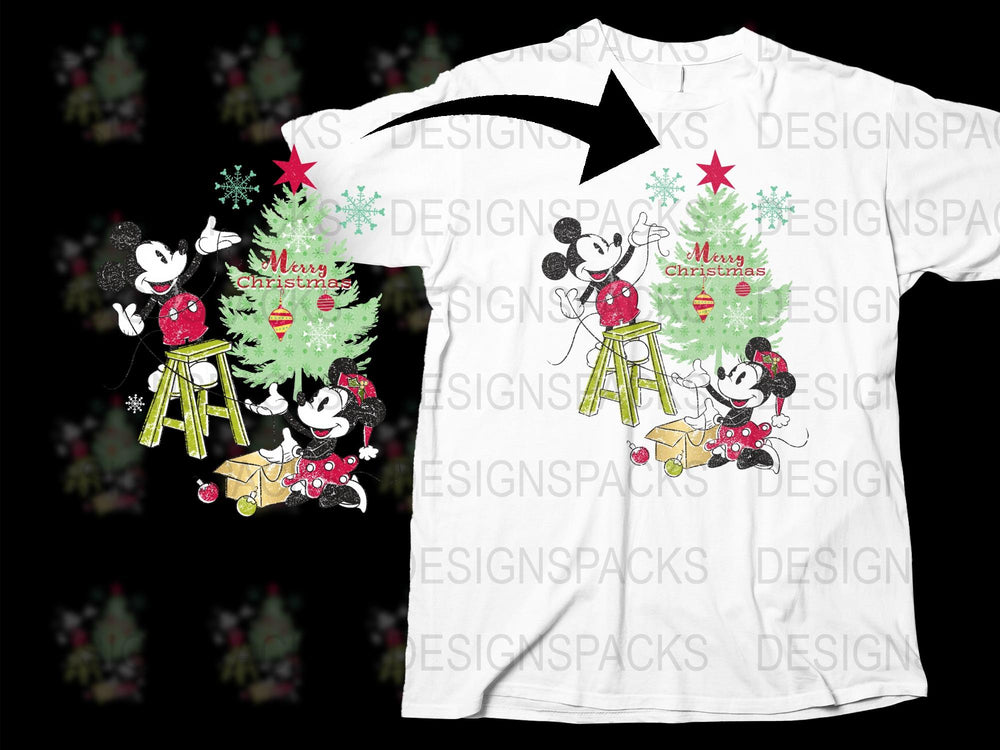 Disney Christmas T-Shirt, Mickey Minnie Holiday Tee, Festive Family Matching Shirts, Kids and Adults Sizes Available