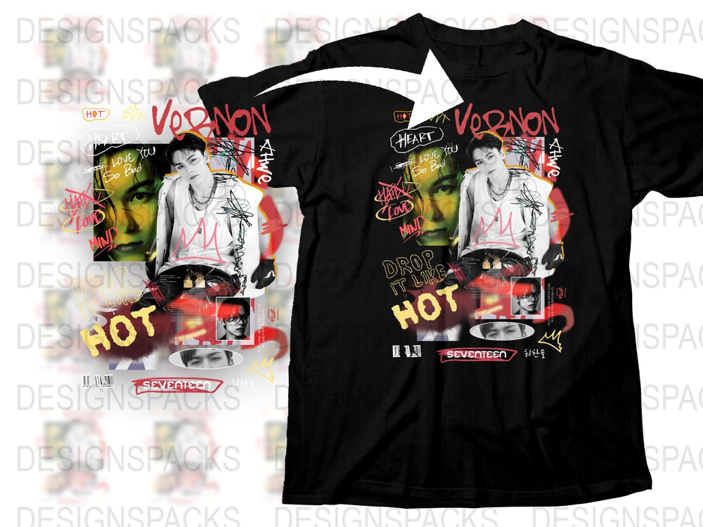 Seventeen Vernon Inspired Graphic T-Shirt, K-Pop Idol Tee, Trendy Music Fan Apparel, Unique Gift Idea for Teens