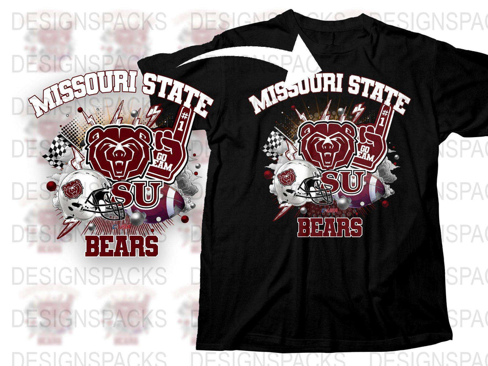 Missouri State University Bears T-Shirt, Black Graphic Tee, College Sports Apparel, Fan Gear