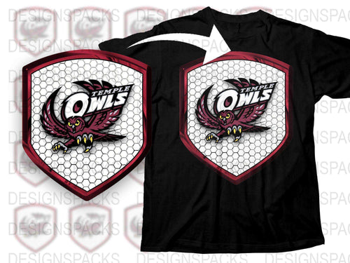 Temple Owls T-Shirt, College Sports Team Logo, Black Graphic Tee, Fan Apparel
