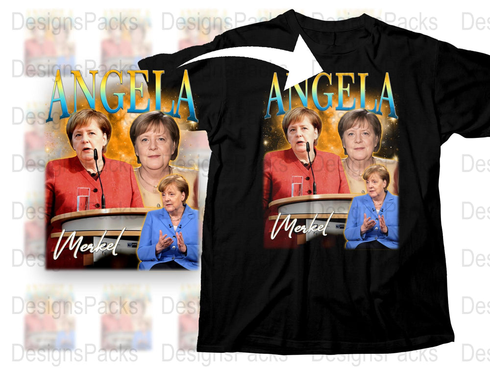 Angela Merkel Graphic T-Shirt, Vintage Political Leader Tee, Retro Chancellor Fashion Top