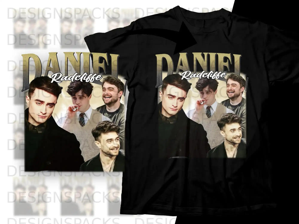 Collage of Daniel Radcliffe photos with his name printed at the top.