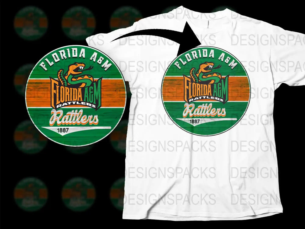 Florida AandM Rattlers T-Shirt, Vintage Logo Design, College Fan Apparel, Unisex White Tee