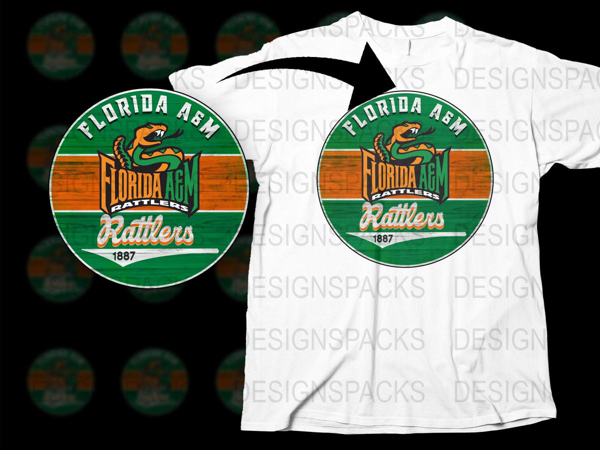 Florida AandM Rattlers T-Shirt, Vintage Logo Design, College Fan Apparel, Unisex White Tee