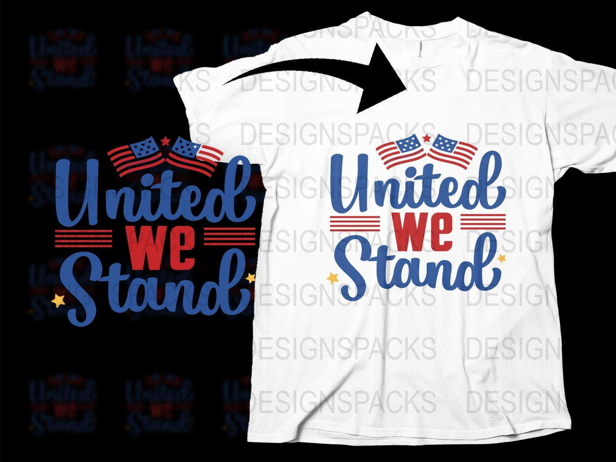 United We Stand Patriotic T-Shirt, American Flag Design, 4th of July Independence Day Apparel