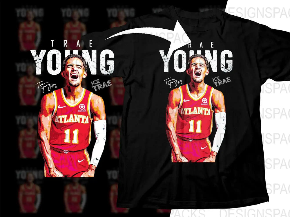 Trae Young #11 Atlanta Hawks basketball t-shirt design, print-ready DTF/DTG graphic for fans