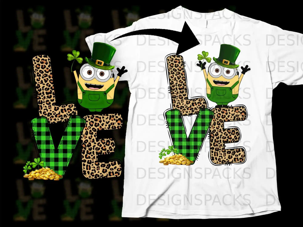St Patrick Minion Love Leopard Plaid Shamrocks Gold Coins product type