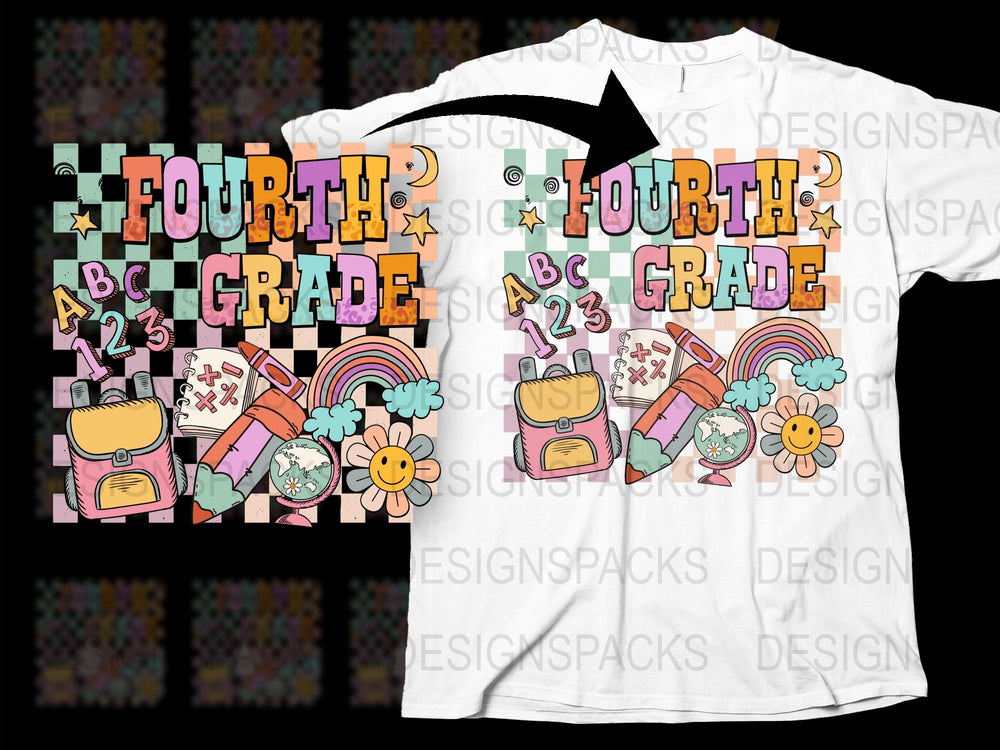Colorful Fourth Grade Teacher T-Shirt, Back to School Outfit, Fun Educator Gift, Classroom Apparel, Cute Teaching Tee