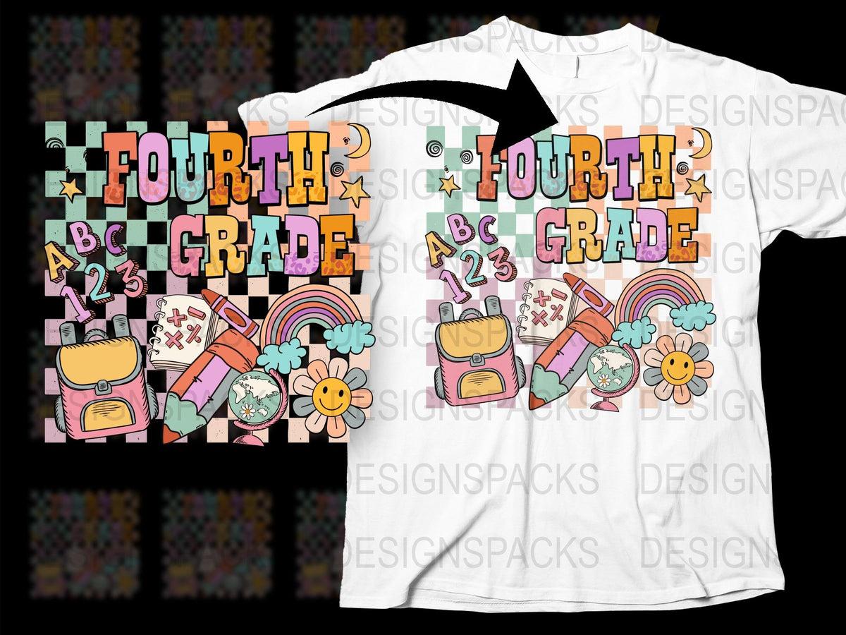 Colorful Fourth Grade Teacher T-Shirt, Back to School Outfit, Fun Educator Gift, Classroom Apparel, Cute Teaching Tee