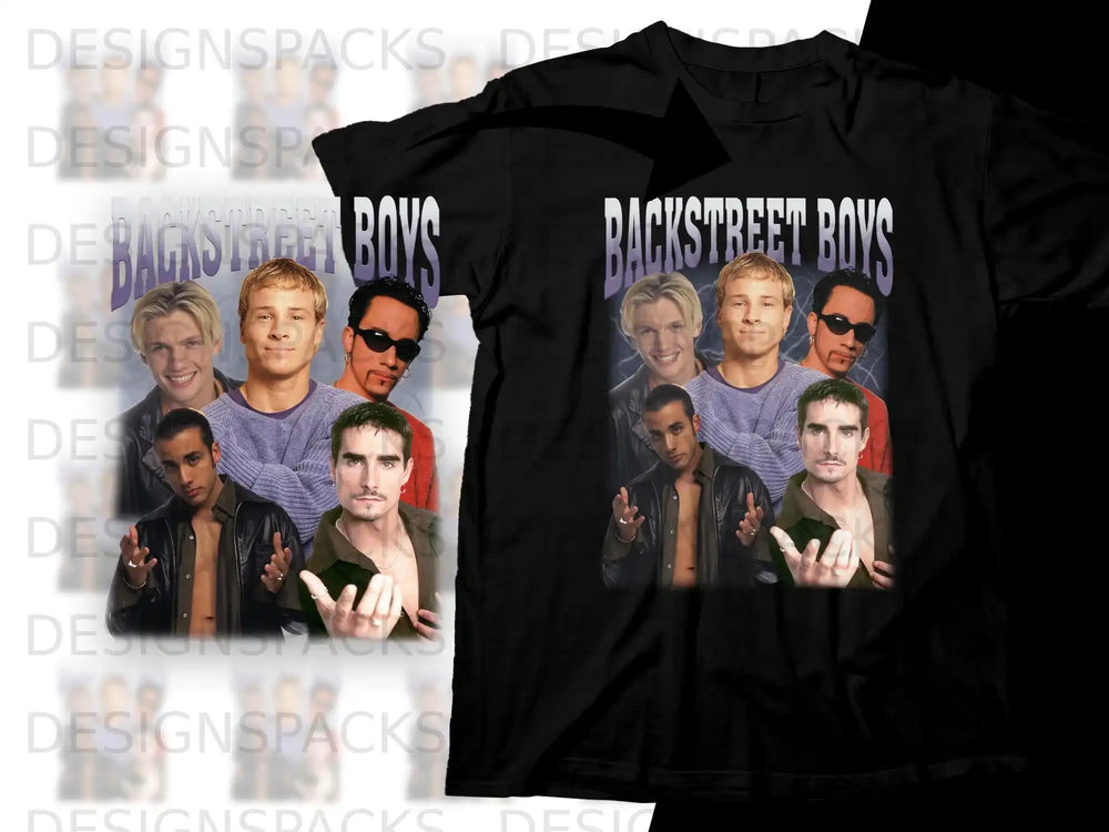 Backstreet Boys t-shirt with band members and text.