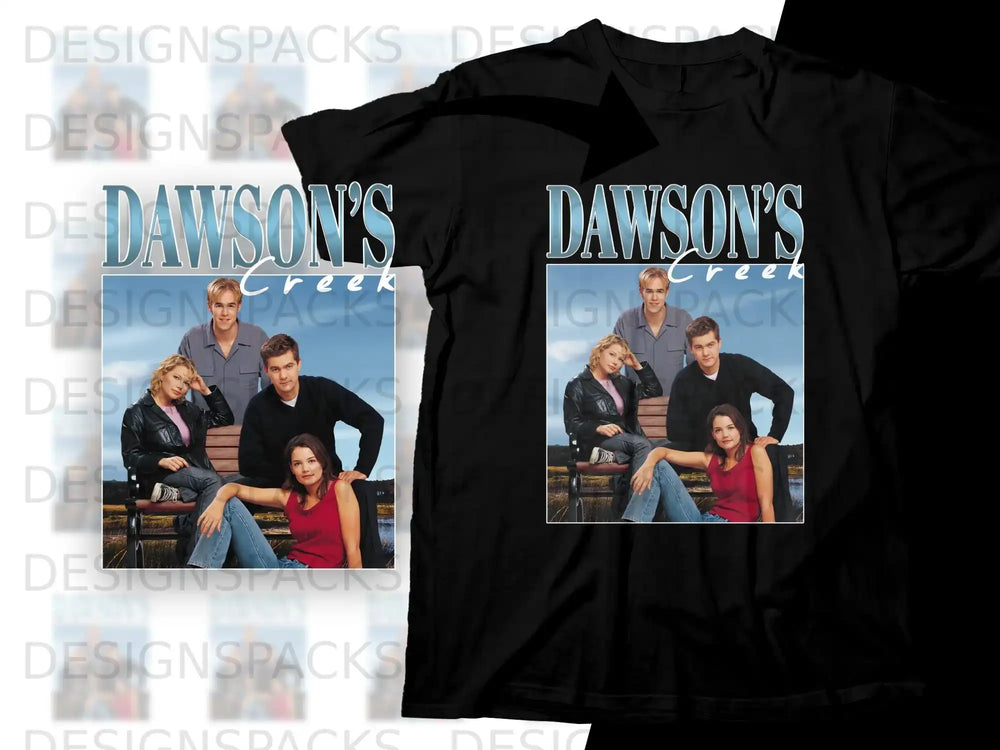Dawson's Creek TV show cast on a black t-shirt.