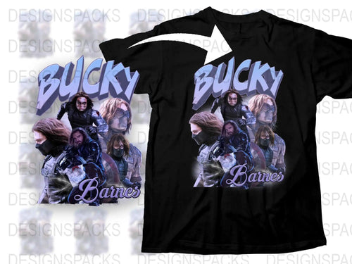 Bucky Barnes Graphic T-Shirt, Marvel Fan Art, Superhero Tee, Movie Character Apparel, Unisex Clothing, Stylish Casual Wear, Gift Idea
