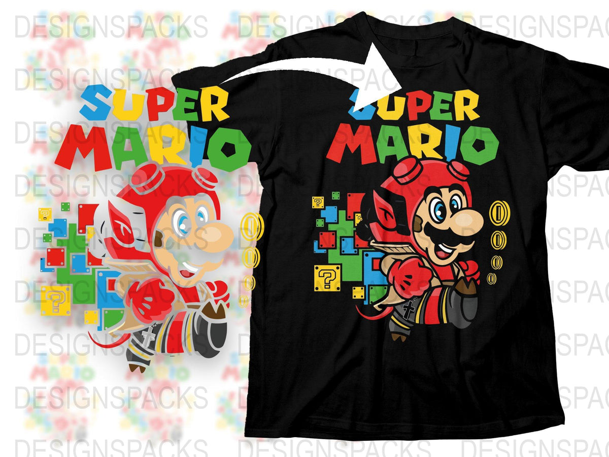 Super Mario Graphic T-Shirt, Classic Video Game Tee, Colorful Retro Gamer Shirt, Unisex Adult Clothing
