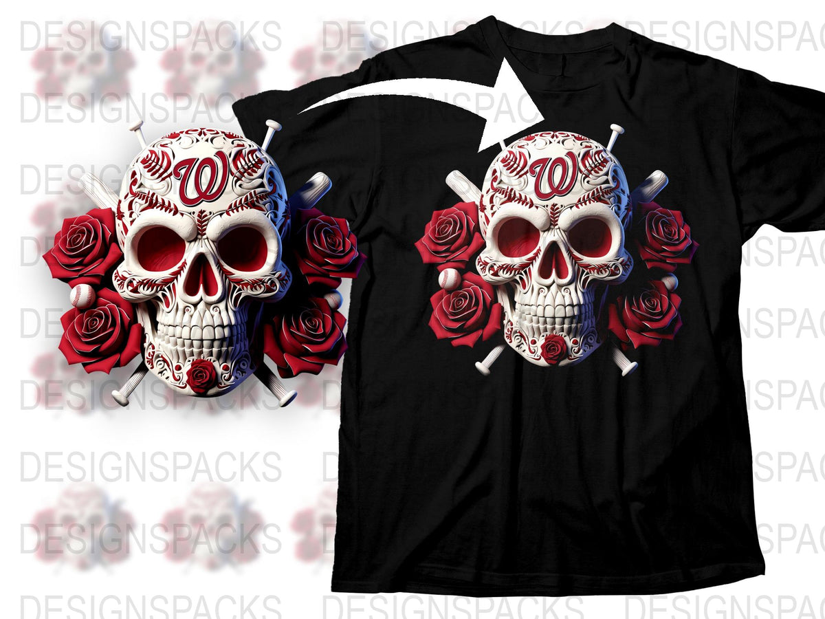 Gothic Skull and Roses T-Shirt, Dia de los Muertos, Sugar Skull Design, Unisex Black Tee