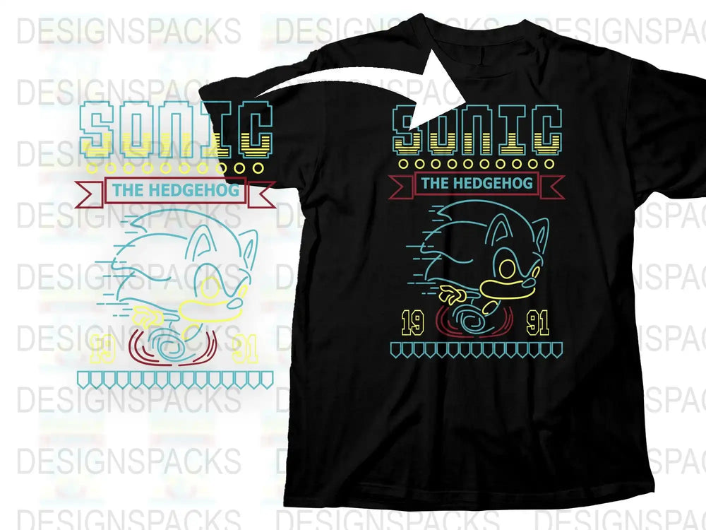 Sonic The Hedgehog Vintage T-shirt, Classic 90s Video Game Tee, Retro Gaming Black Shirt, Collectible Fan Merchandise, Gift Idea
