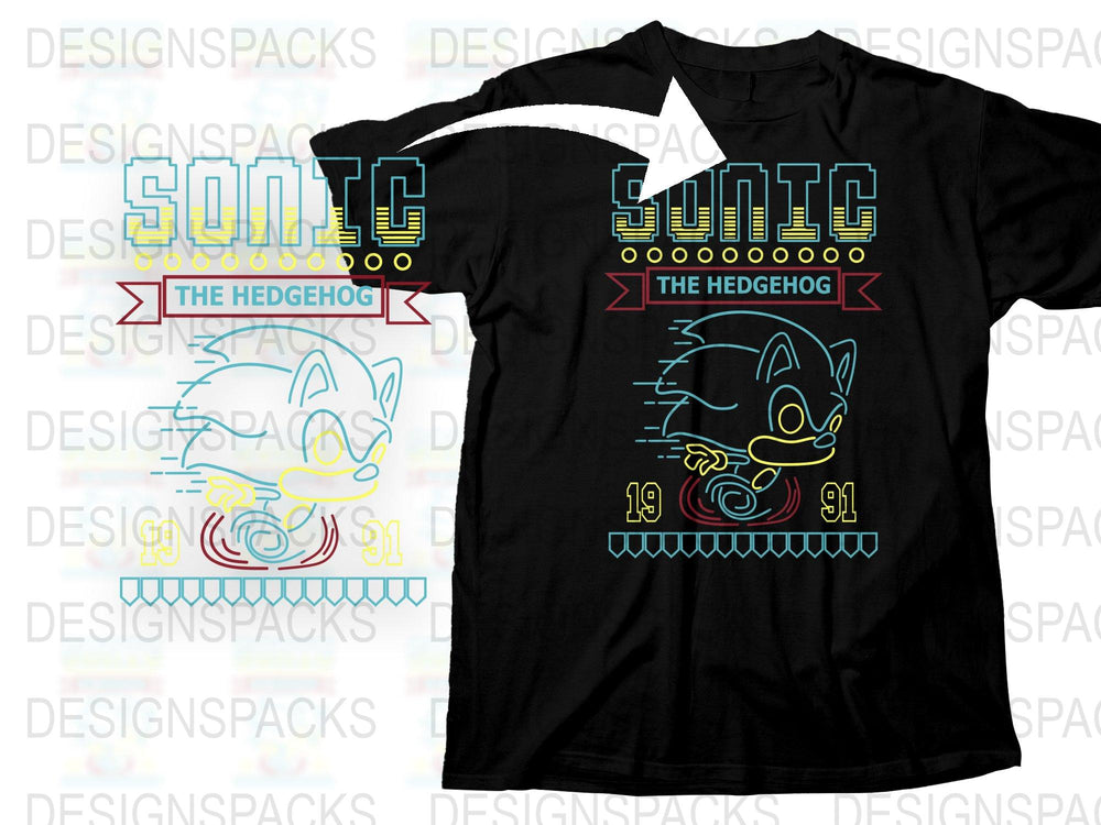 Sonic The Hedgehog Vintage T-shirt, Classic 90s Video Game Tee, Retro Gaming Black Shirt, Collectible Fan Merchandise, Gift Idea