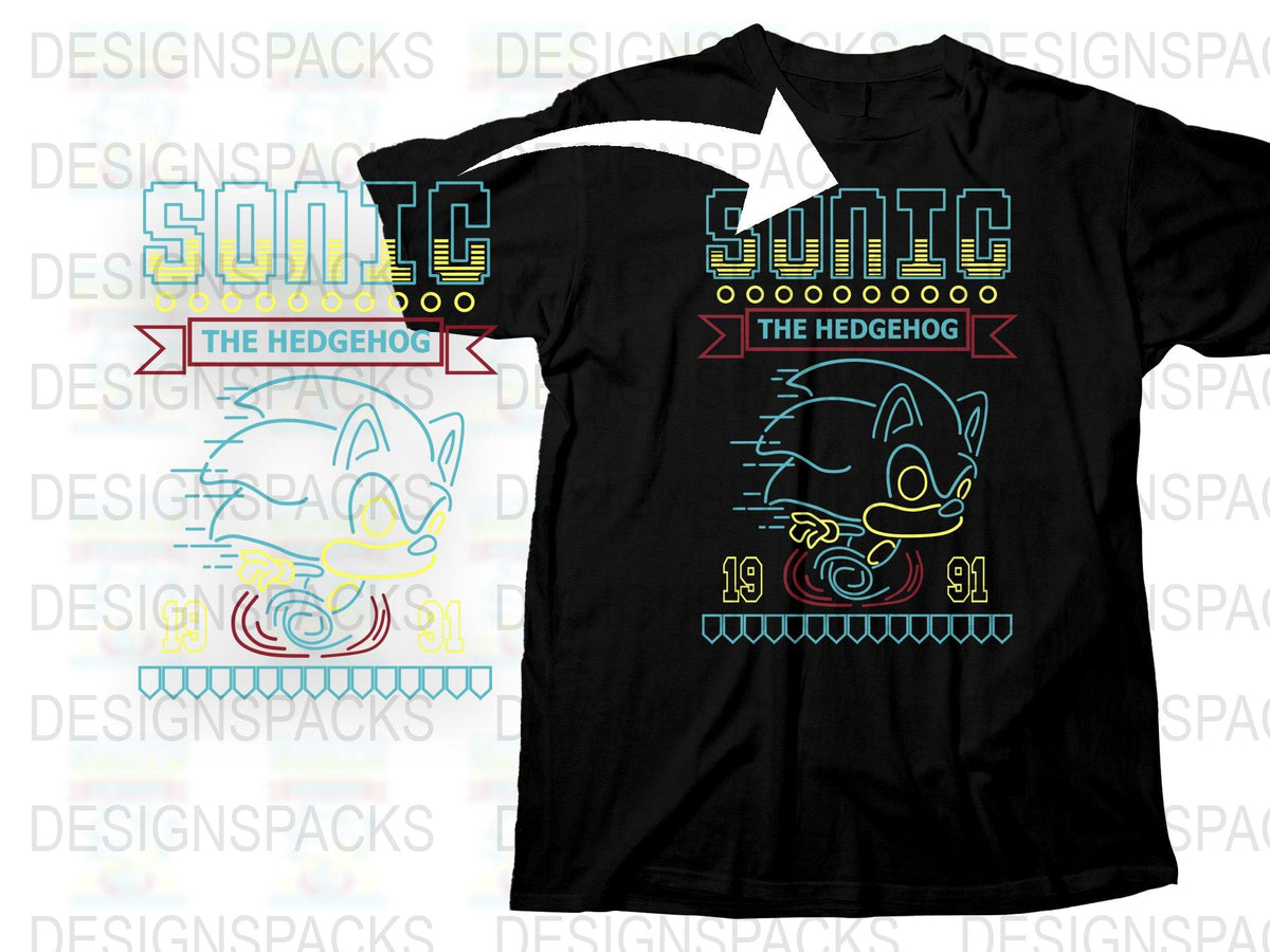 Sonic The Hedgehog Vintage T-shirt, Classic 90s Video Game Tee, Retro Gaming Black Shirt, Collectible Fan Merchandise, Gift Idea