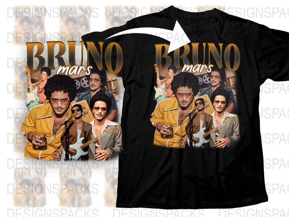 Vintage Bruno Mars Graphic T-Shirt, Retro Pop Music Tee, Gift for Fans, 80s 90s Style, Unisex Black Shirt