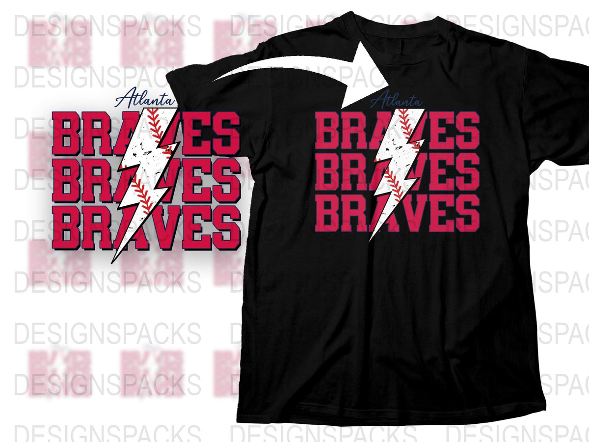 Atlanta Braves T-Shirt, Distressed Logo Design, Black and Red, Baseball Fan Apparel, Unisex Tee Sizes