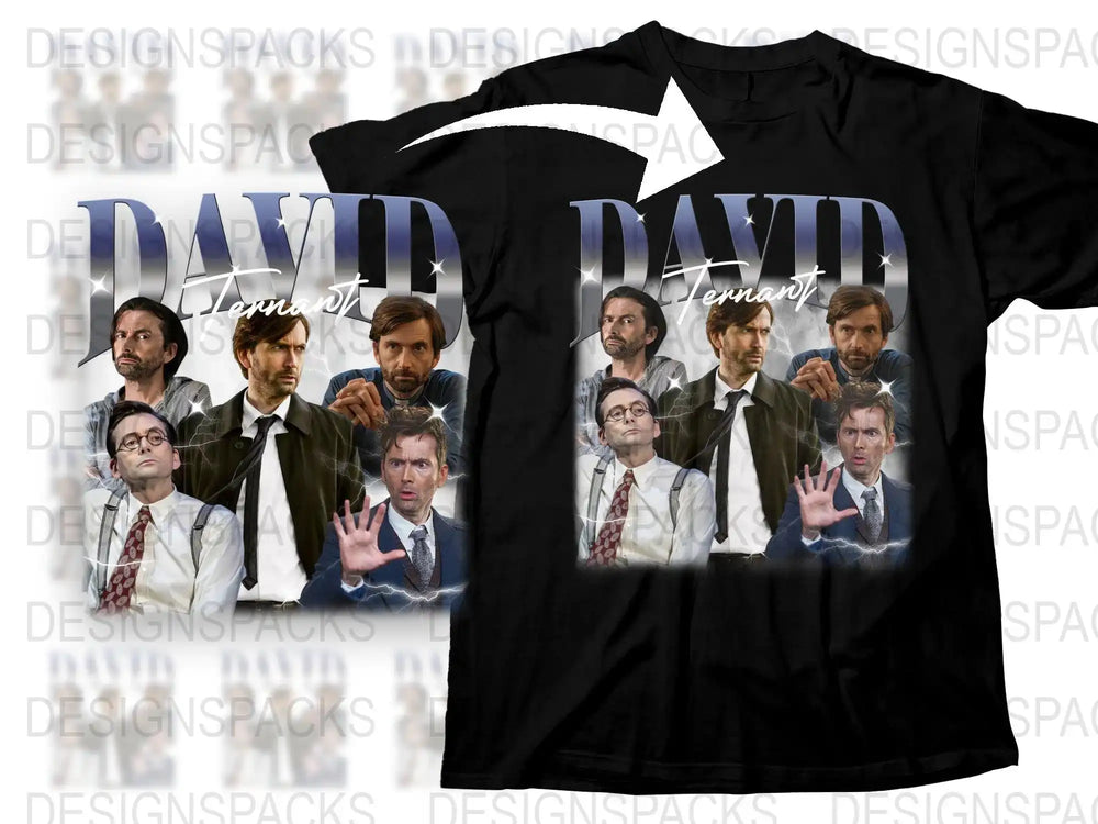 David Tennant Fan T-Shirt, Collage of Actor Poses, Unique Graphic Tee, Gift for TV Series Lovers