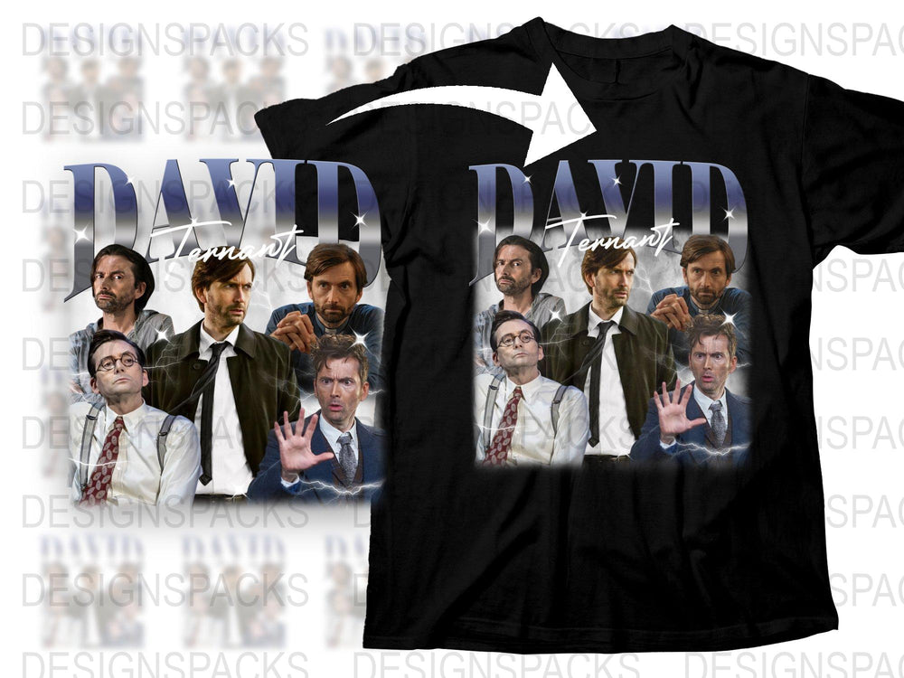 David Tennant Fan T-Shirt, Collage of Actor Poses, Unique Graphic Tee, Gift for TV Series Lovers