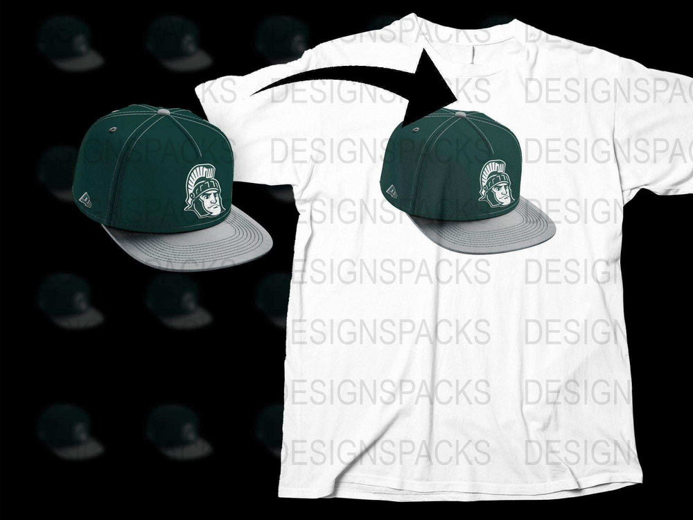Vintage Spartan Logo T-Shirt and Cap Set, Classic Green and White, Unisex Fashion, Trendy Apparel Kit